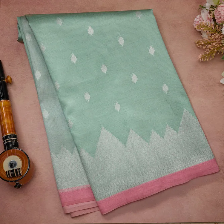 Sea Green Semi Tussar Silk Saree
